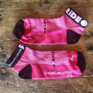 Breast Cancer Socks Ride Bike Hike Walk Fitness